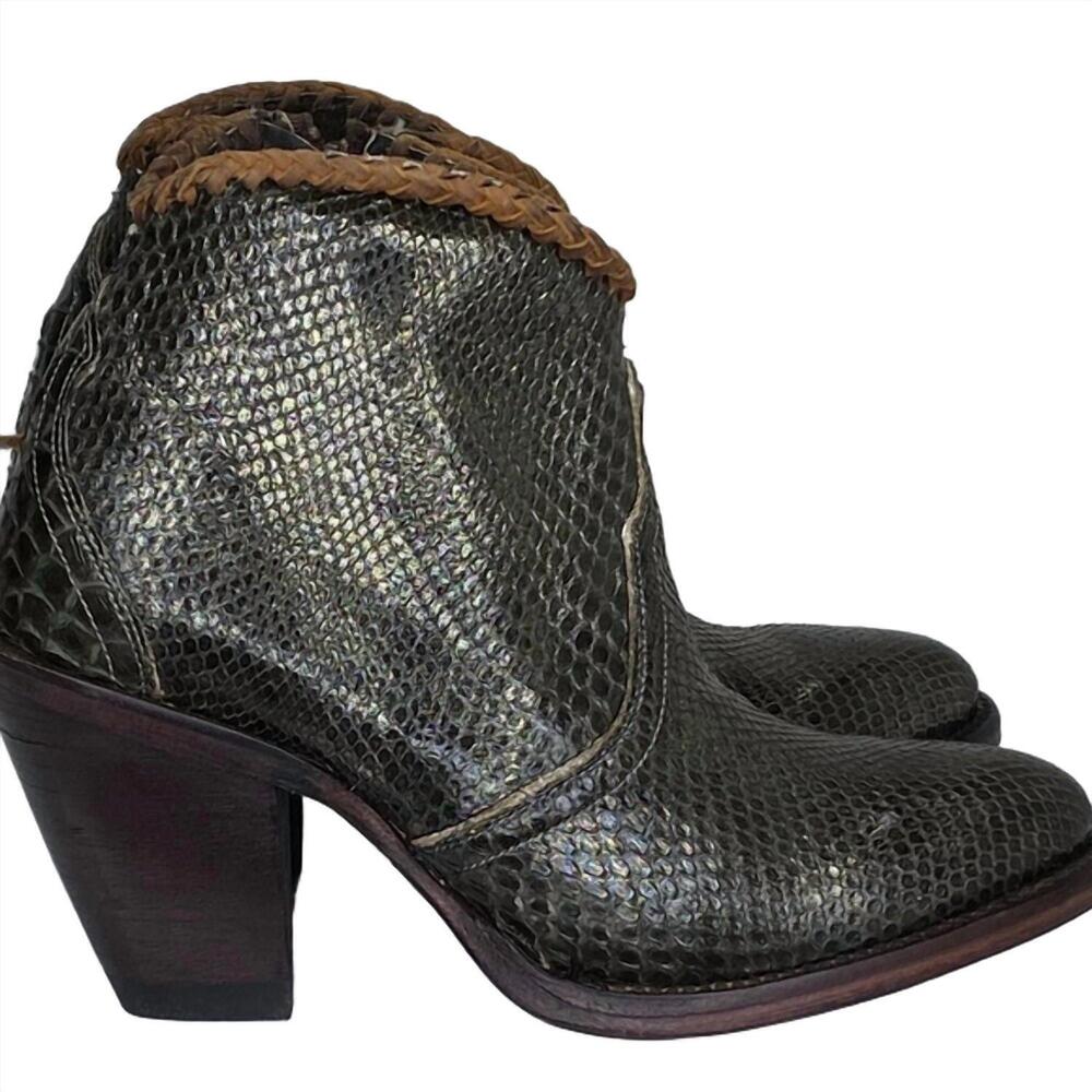 NEW ALLENS BOOTS women's kyra exotic high heel ankle boots in olive